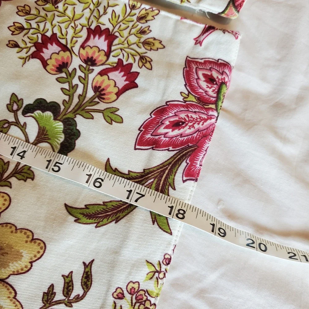 Waverly Reversible Floral Striped Placemats Set of 2 Pink Green Gold Cotton